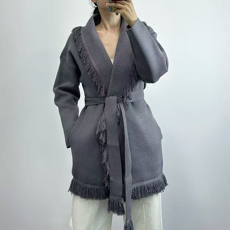 Ladies fringed long wool knit  - Wool Coat Peacoat recension och pris