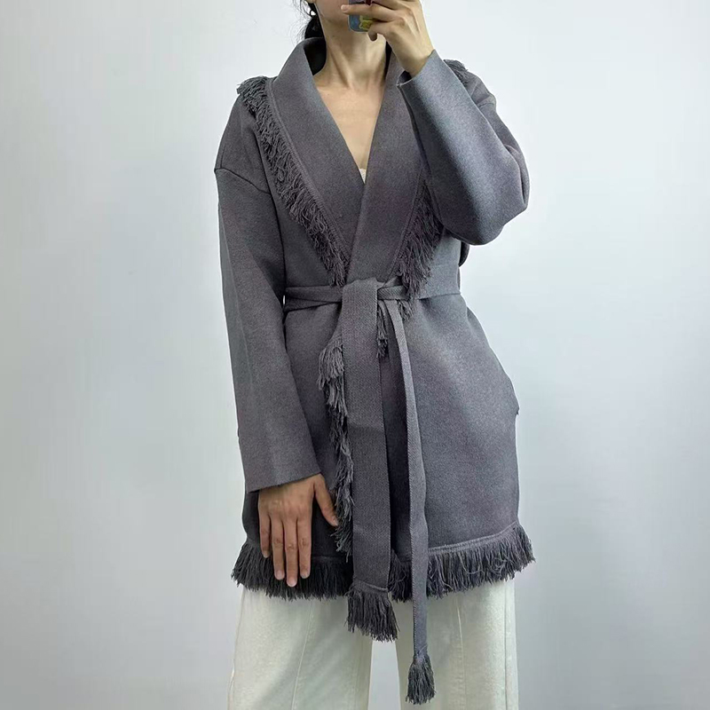 Ladies fringed long wool knit  - Wool Coat Peacoat recension och pris