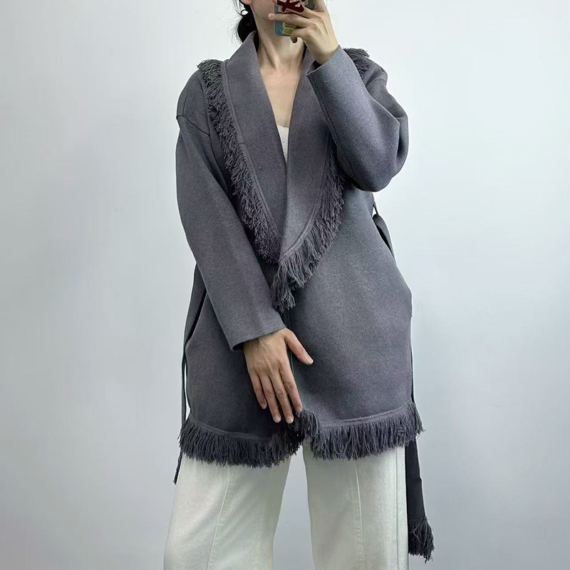 Ladies fringed long wool knit  - Wool Coat Peacoat recension och pris